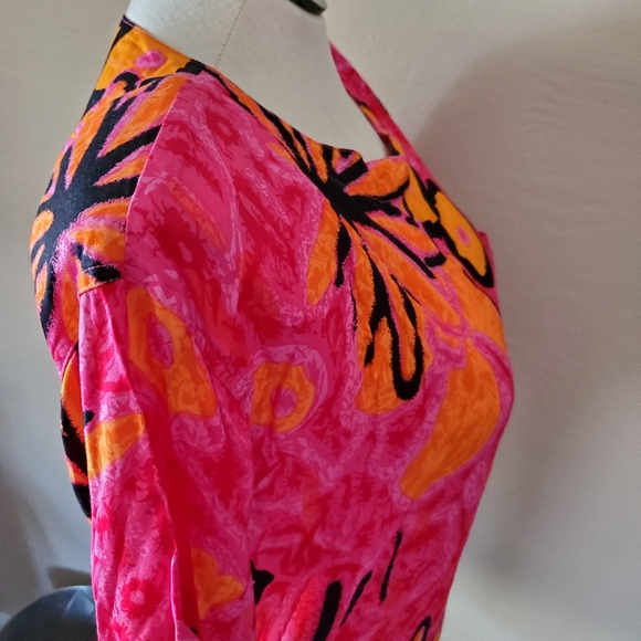 Womens Vintage tropical pink rayon Top medium - Picture 6 of 8